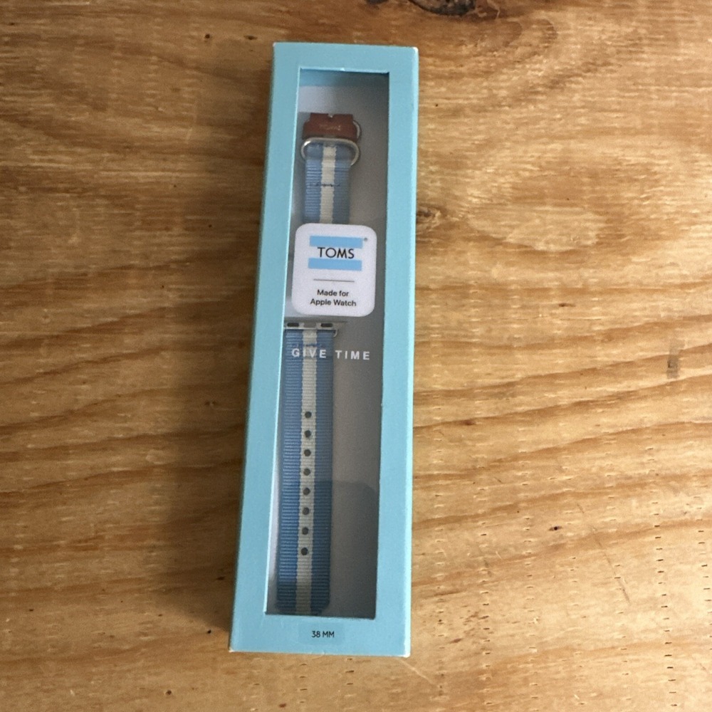 Toms Apple Watch Band 38mm Light Blue & White Stipe‎